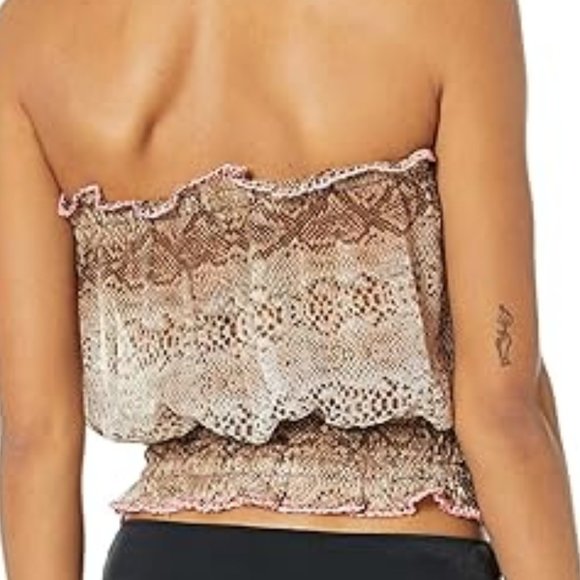 RAMY BROOK Luana Strapless Animal-Print Sequin Top - NWT - Size Large - Picture 2 of 3